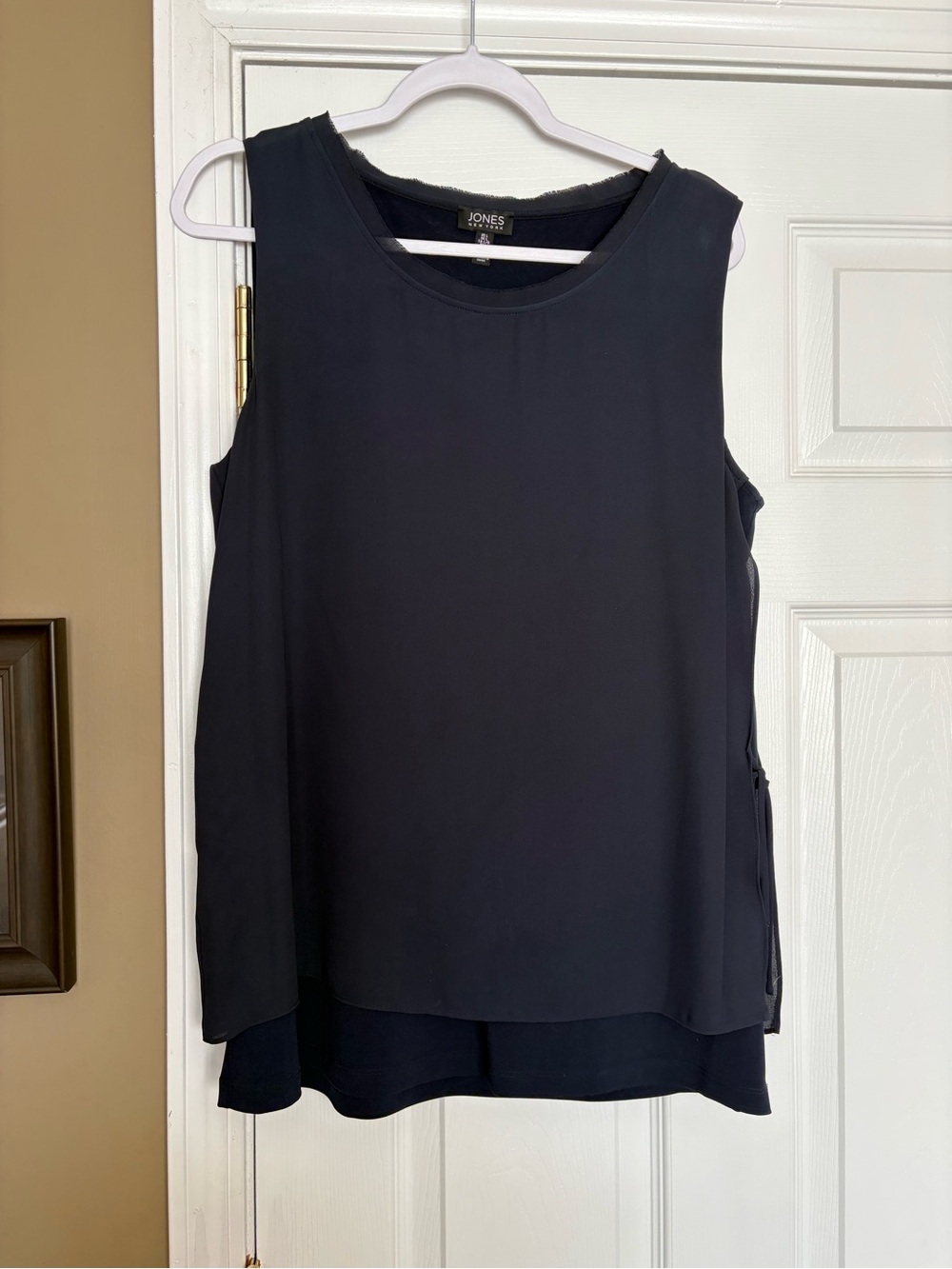 Jones New York Navy Layered Sleeveless Tank Top
